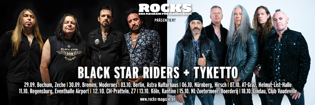 Präsentations-Slider der gemeinsamen Tour der Black Star Riders und Tyketto 2026.