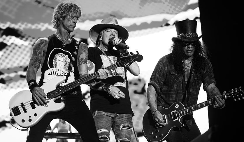 Foto von Duff McKagan, Axl Rose und Slash aus dem Jahr 2021 (bereitgestellt von Universal Music).