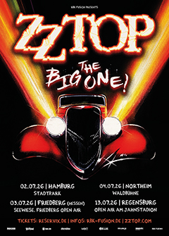 Tourposter der ZZ Top-Tour 2026.