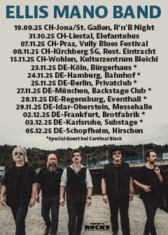 Tourposter der Ellis Mano Band-Tour 2025.