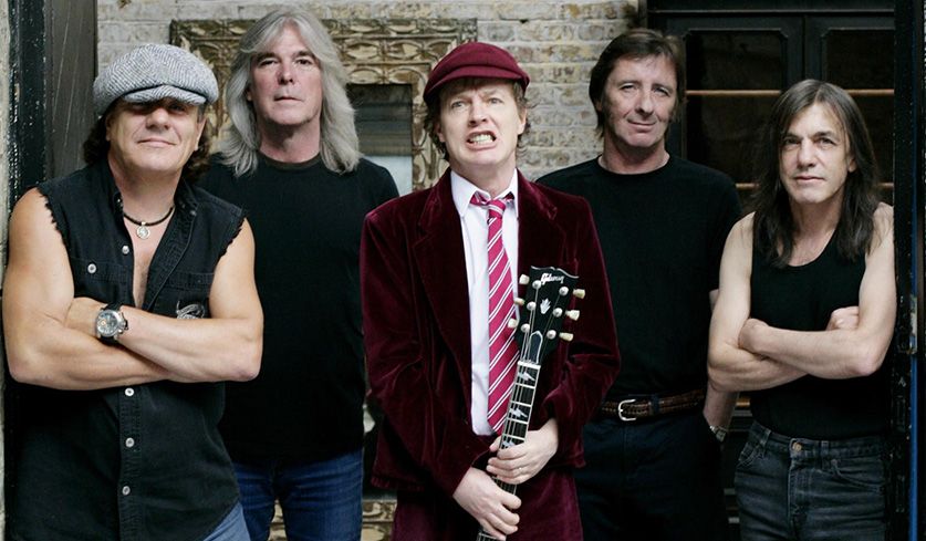 Foto von AC/DC mit Malcolm Young.