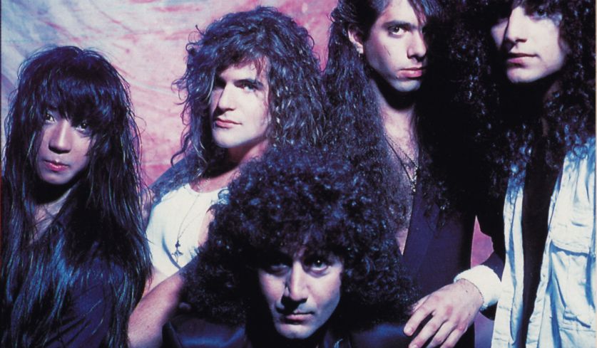 Bandfoto von Dream Theater aus dem Jahr 1988.
