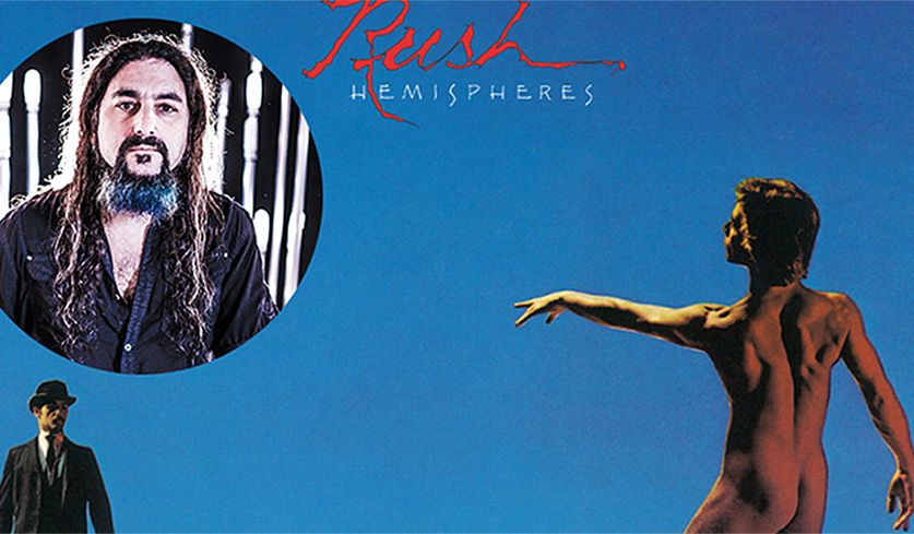Grafik von Mike Portnoy und dem Rush-Cover des Albums Hemispheres.